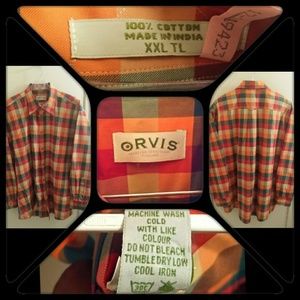 Men Orvis Long Sleeve Plaid Button Down Shirt